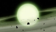 The cool white dwarf WD J1330+6435 has accreted sodium-rich rocky material from its planetary system into its atmosphere; the immense atmospheric density causes the sodium to absorb light over broad range of yellow, orange, and red wavelengths, giving the WD J1330+6435 a ghostly green appearance. Image credit: Mark A. Garlick / University of Warwick.