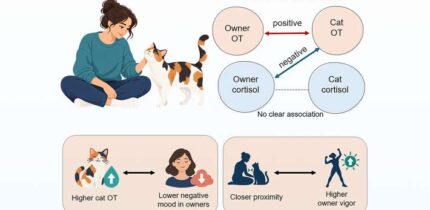 Higher cat oxytocin linked to lower owner cortisol and negative mood. Image credit: Takagi et al., doi: 10.1016/j.isci.2026.117934.