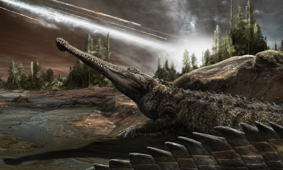 A crocodylian surviving the dinosaur extinction. Image credit: Davide Bonadonna.
