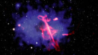 This composite image of the Treble Clef and its galaxy cluster contains X-rays from Chandra and eROSITA, radio data from LOFAR, and infrared data from UKIRT. Image credit: NASA / CXC / INAF-IRA / Botteon et al. / UKIDSS-GPS / ASTRON / LOFAR / SAO / N. Wolk.