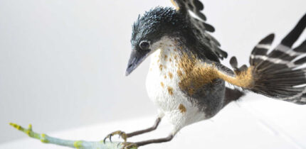 The sculpture of the enantiornithine bird Concornis lacustris. Image credit: Víctor G. Peco & Sergio M. Nebreda, doi: 10.1016/j.hisbio.2026.100047.