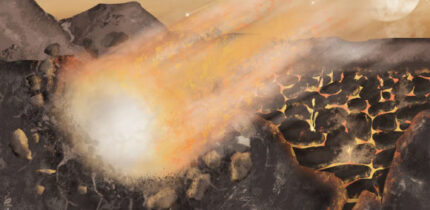 An artist’s impression of cometary impact. Image credit: Scarlett White.